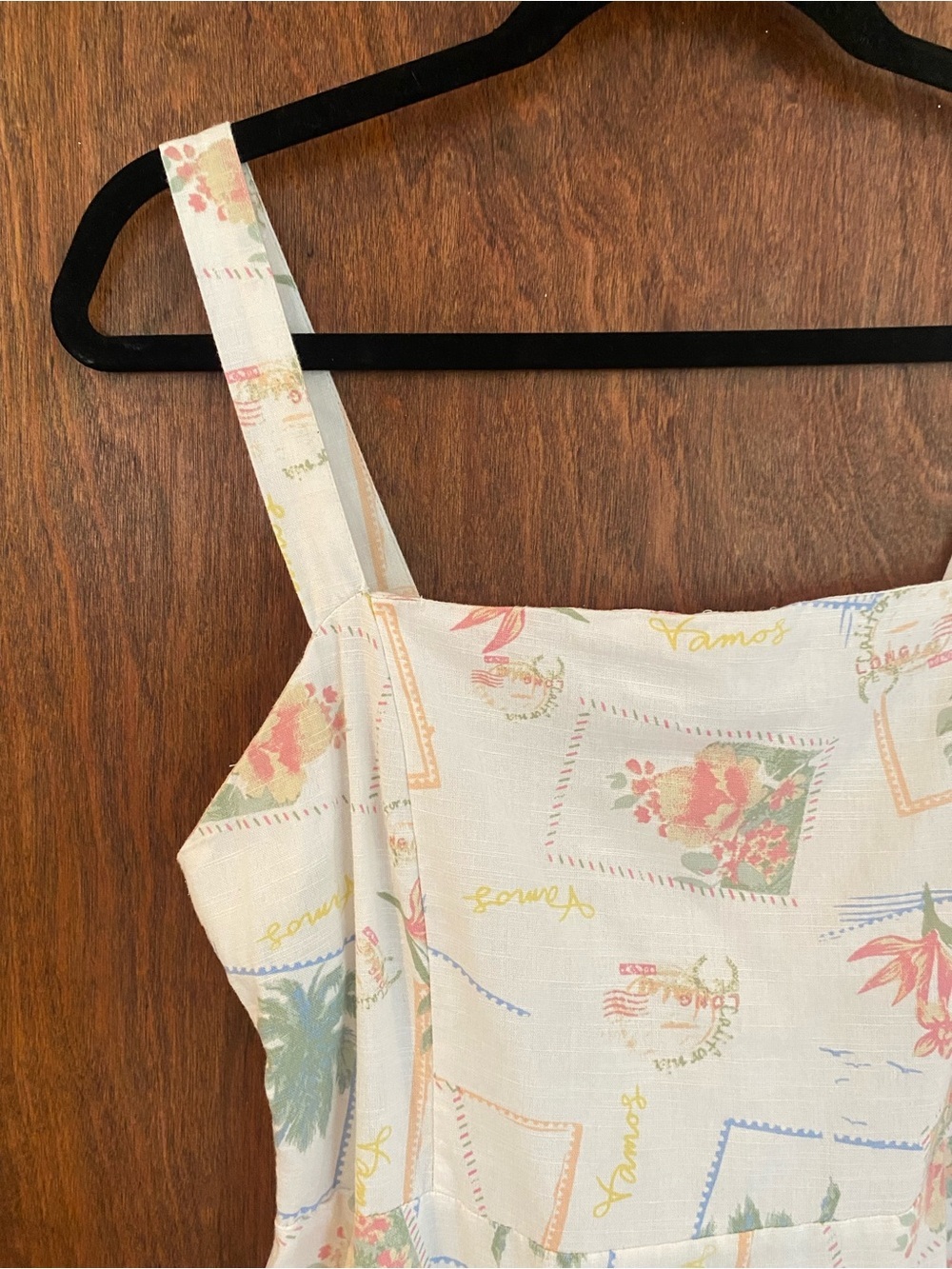 White Cotton Dress with Pastel Floral Print - Picture 5 of 9